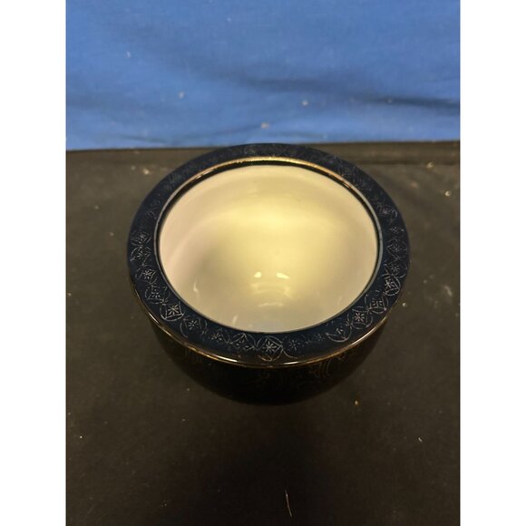 Vintage Black & Gold Floral Ceramic Pot Vase - Picture 2 of 2